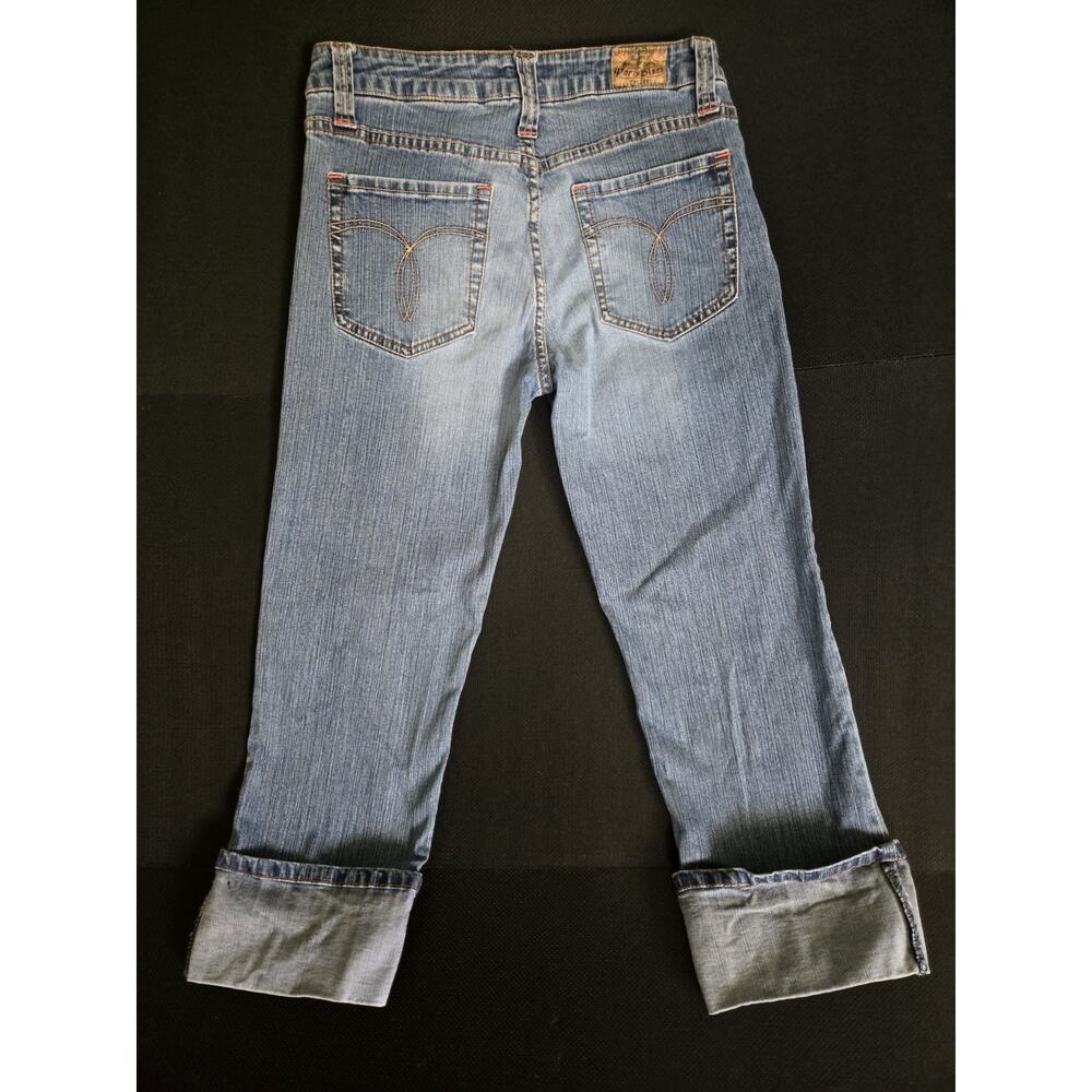 PARIS BLUES Women's Light Wash Denim Jeans Straight Leg Rise Cropped SZ 7, 28x21 - Picture 7 of 16